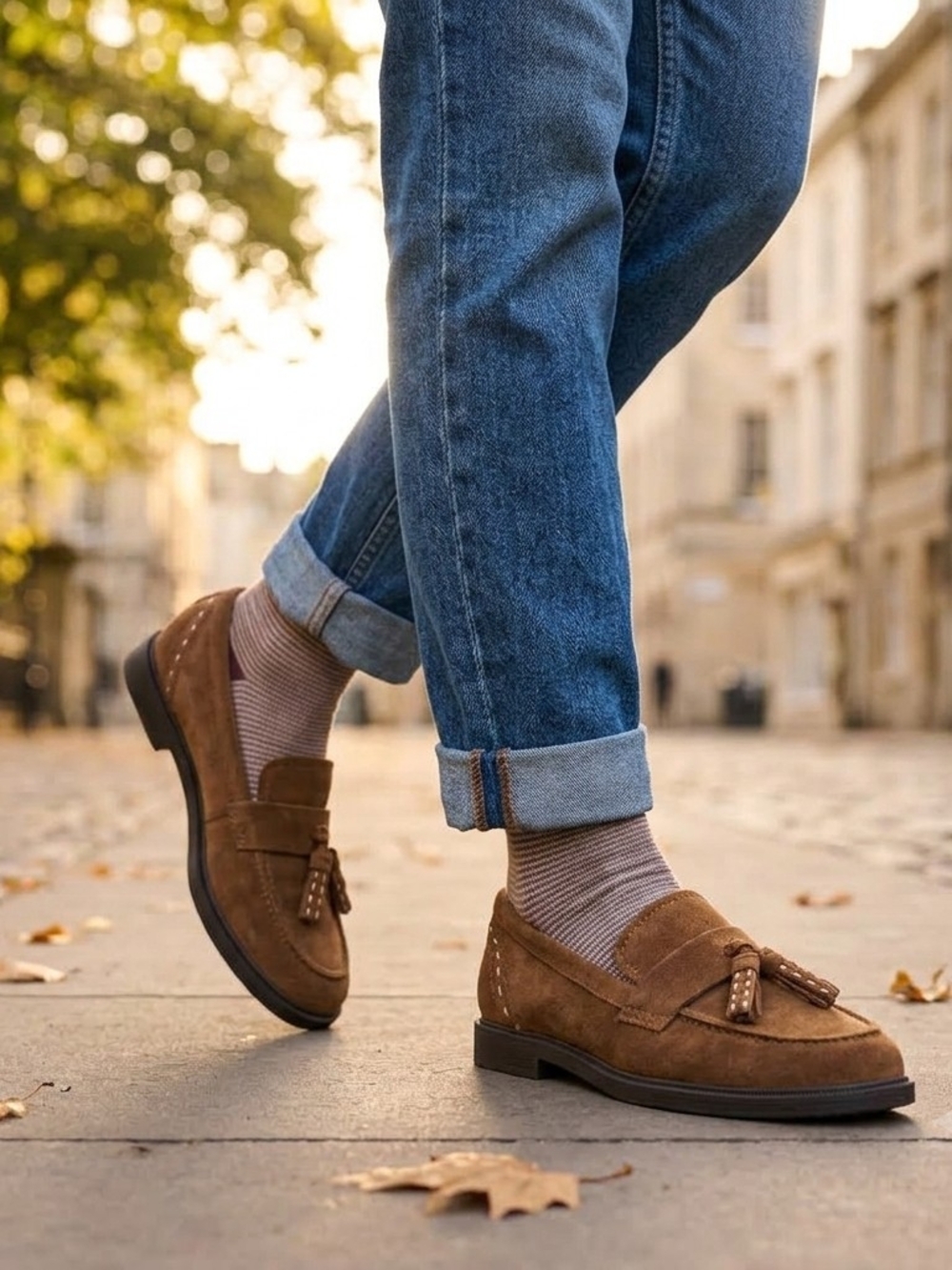 Earth Brown Suede Stitch Tassel Loafers Size 7.5 NWOT